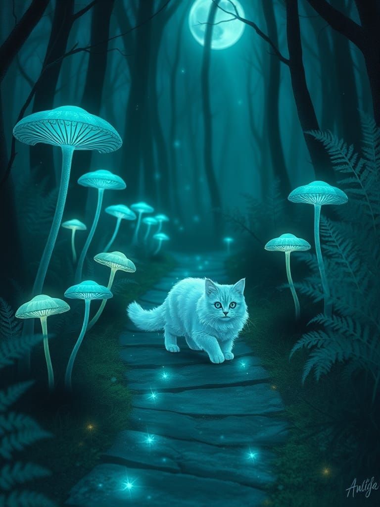 Fluorescent life in magic forest