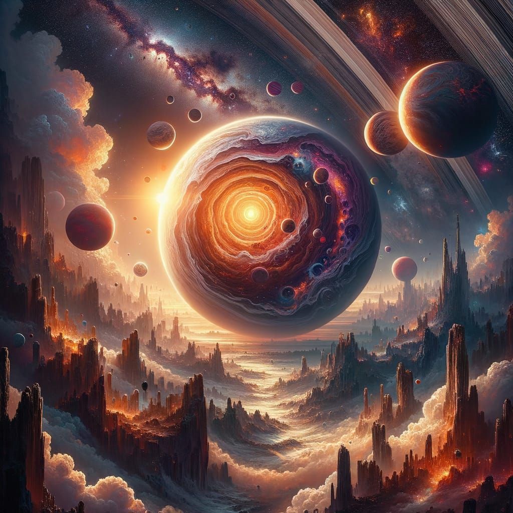 Solar System View from Space Telescope - Matte Painting