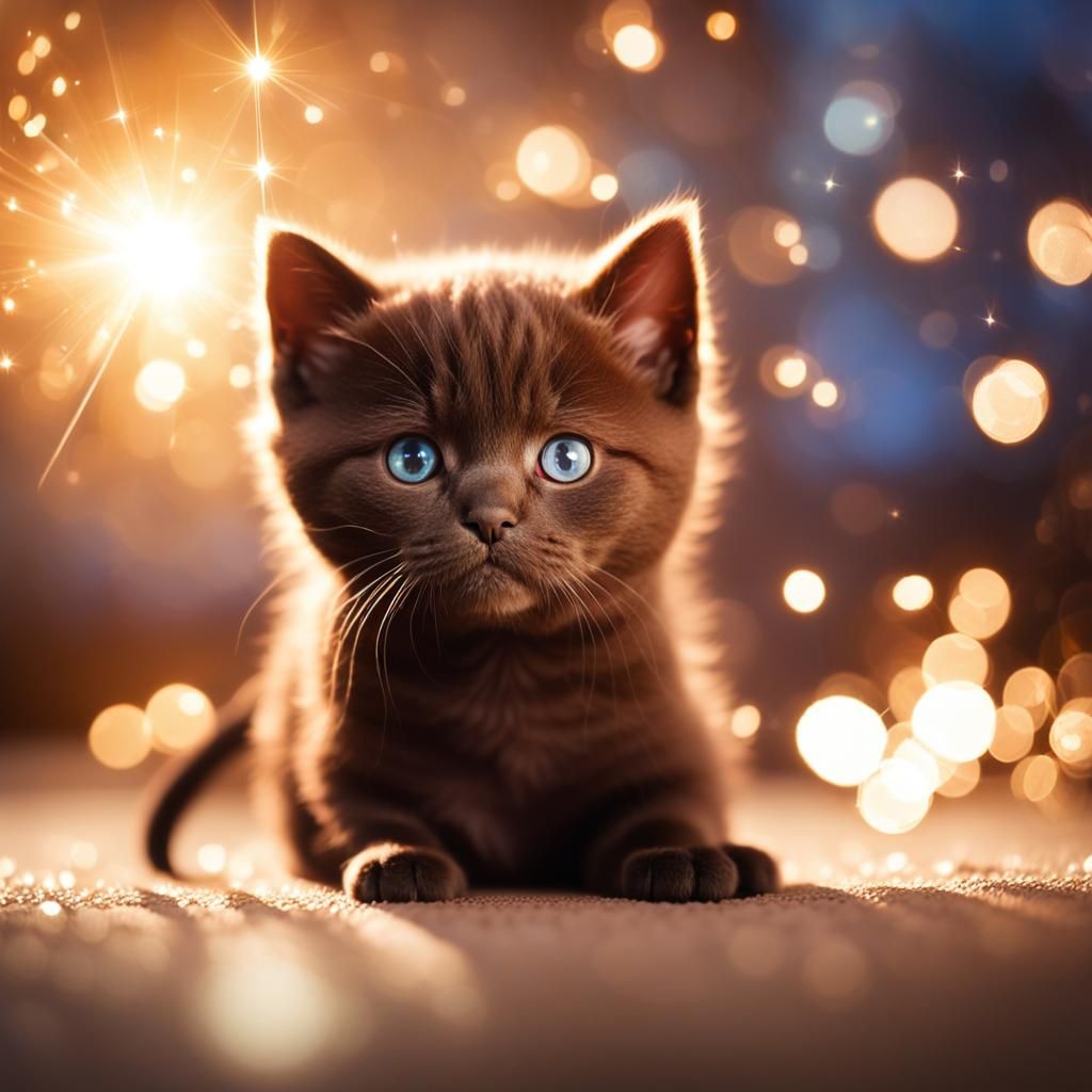 Chocolate British Shorthair Kitten: Photorealistic Professio...