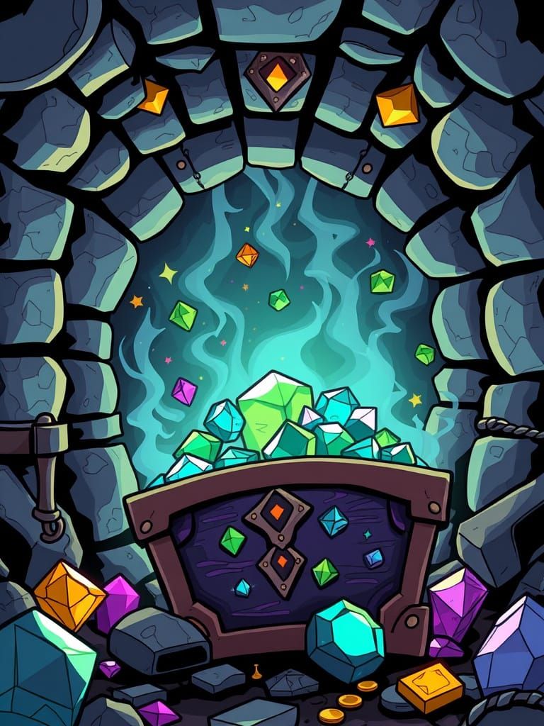 Cartoonish Magic Treasure Vaults Filled with Jewels