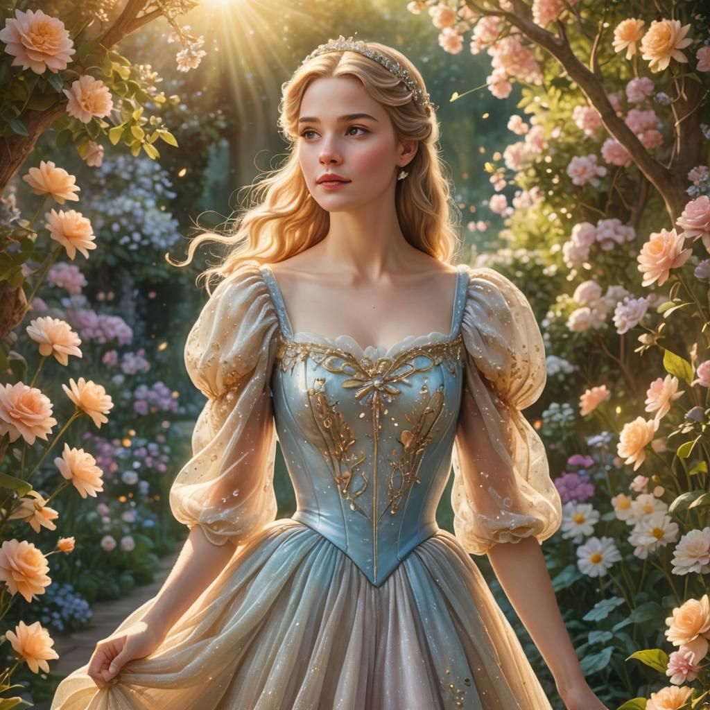 Ethereal Cinderella Portrait in a Lush Garden