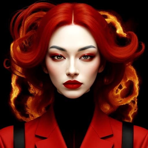 Vibrant Fire Red Abstract Digital Art