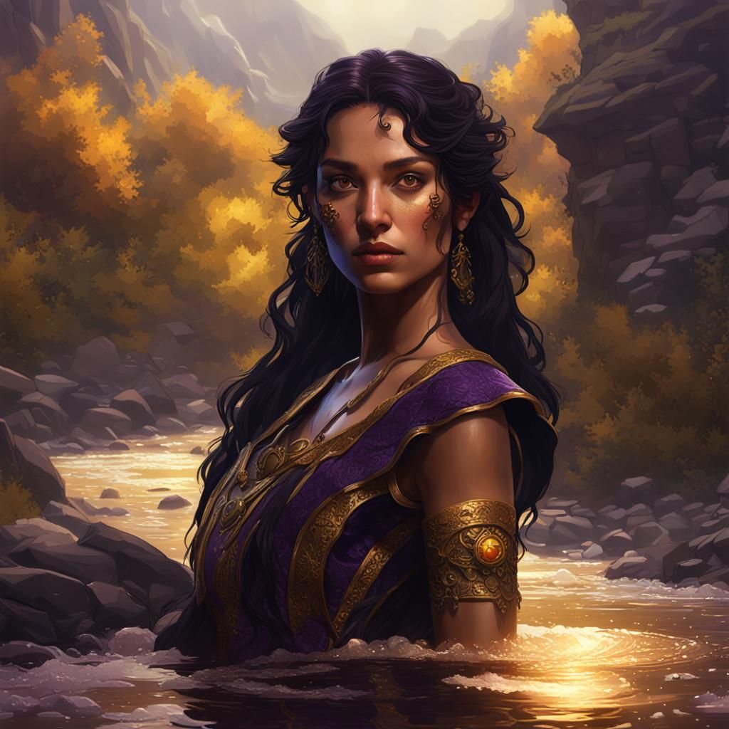 Tudor Woman by River: Dark Fantasy Portrait