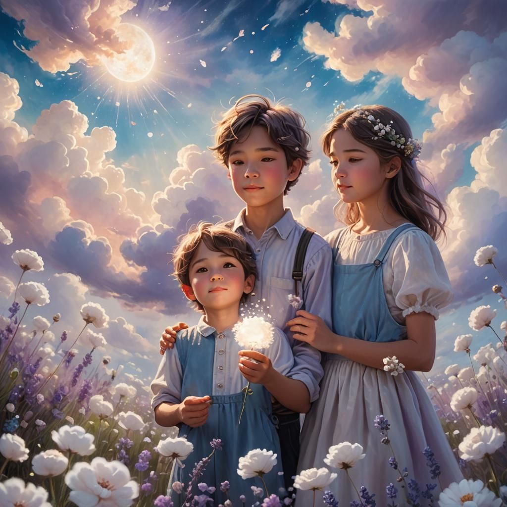 Fantasy Scene: Boy with Glowing Cotton Ball