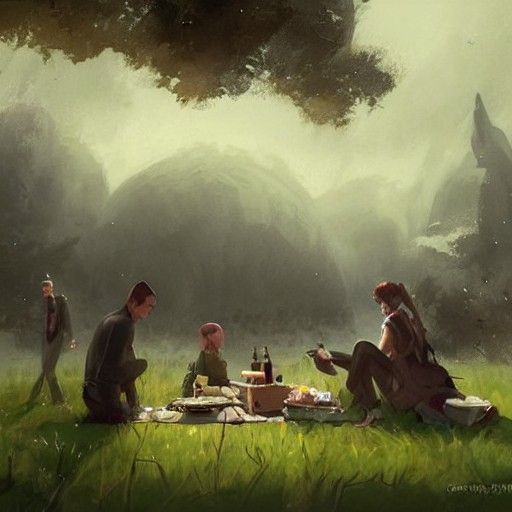 Sinister Picnic Scene in a Dark Style