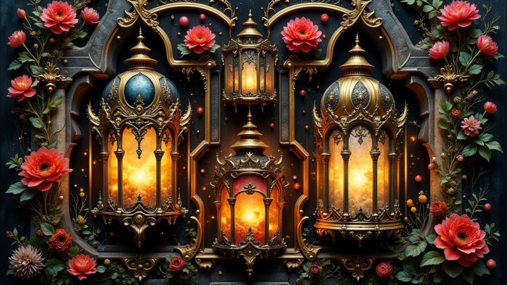 Ornate Lanterns in Mystical Avant-Garde Style