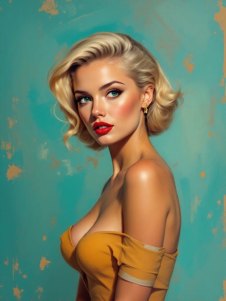 Confident Blond Woman in Impressionist Portrait Style