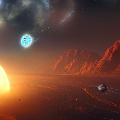 Detailed Solar System Matte Painting in Deep Color