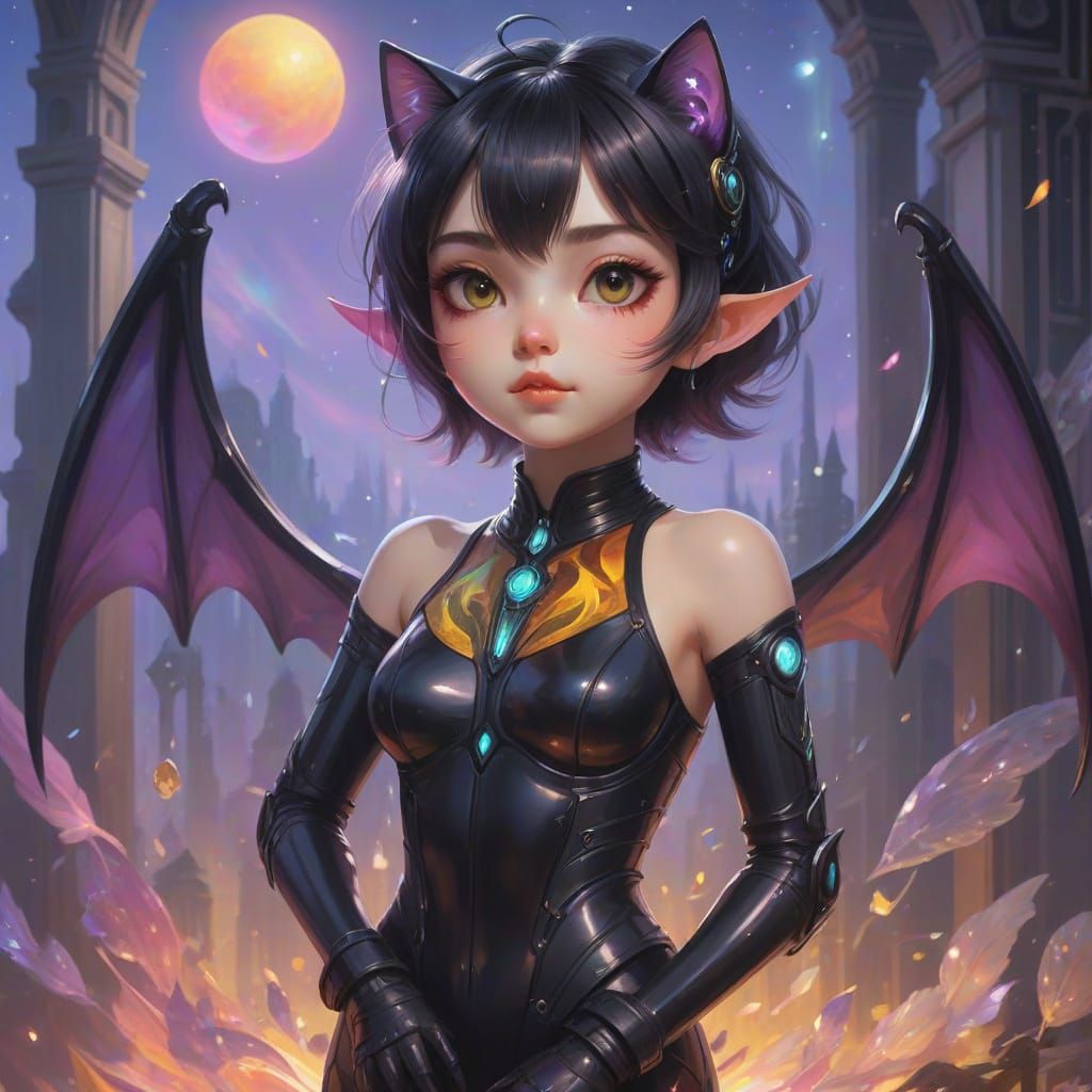 Ethereal Femboi in Surreal Holographic Style