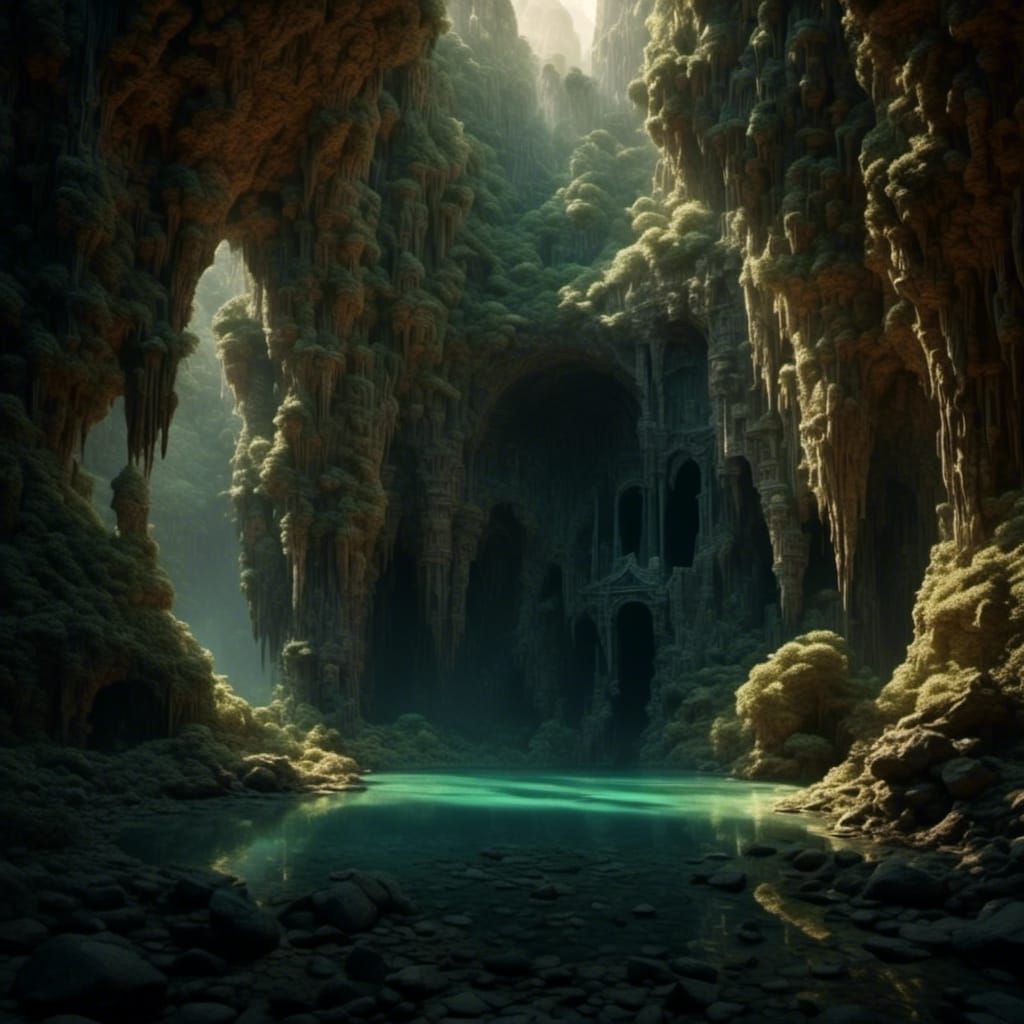 Magical Underground Grotto: Epic Digital Matte Painting