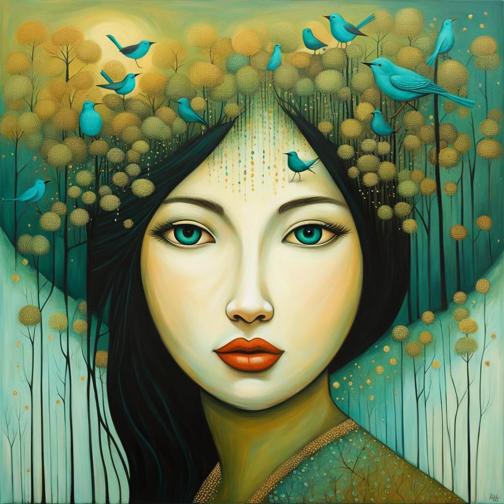 Sisters Enter Enchanted Forest in Art Brut Style