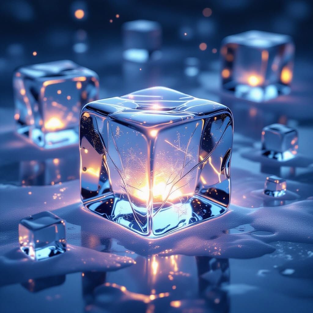Ethereal Ice Cubes with Mesmerizing Glow