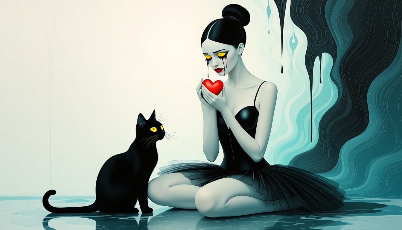 Ballerina with Heart in Ethereal Digital Art