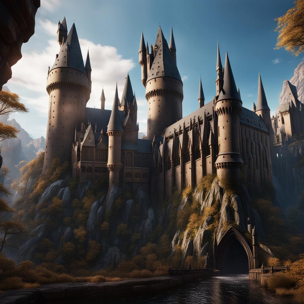 Detailed Matte Painting of Hogwarts in Unreal Engine