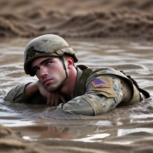 American Soldier Sinking in Quicksand: Natural Light Photogr...