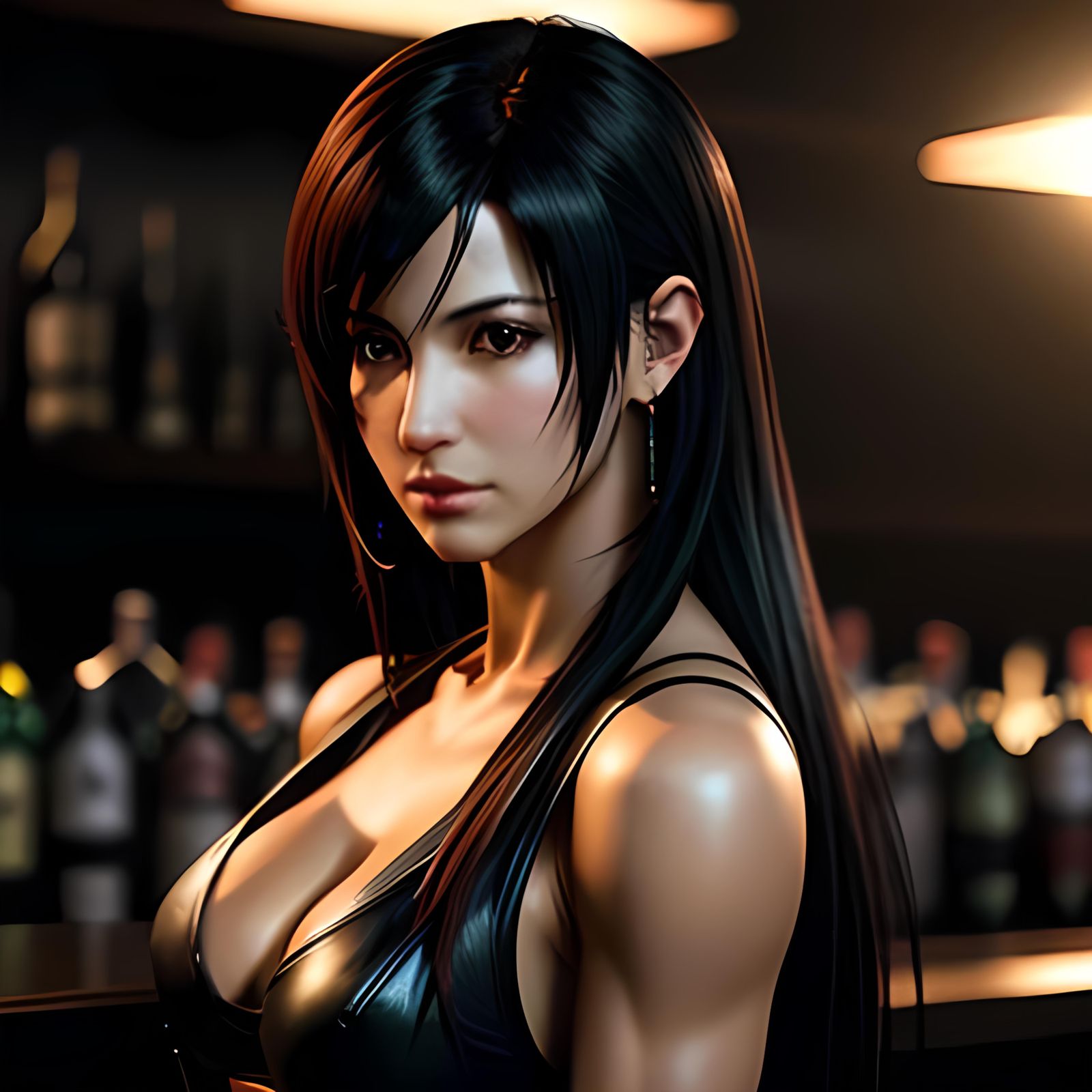 Tifa Lockhart as Bartender in Anime Style