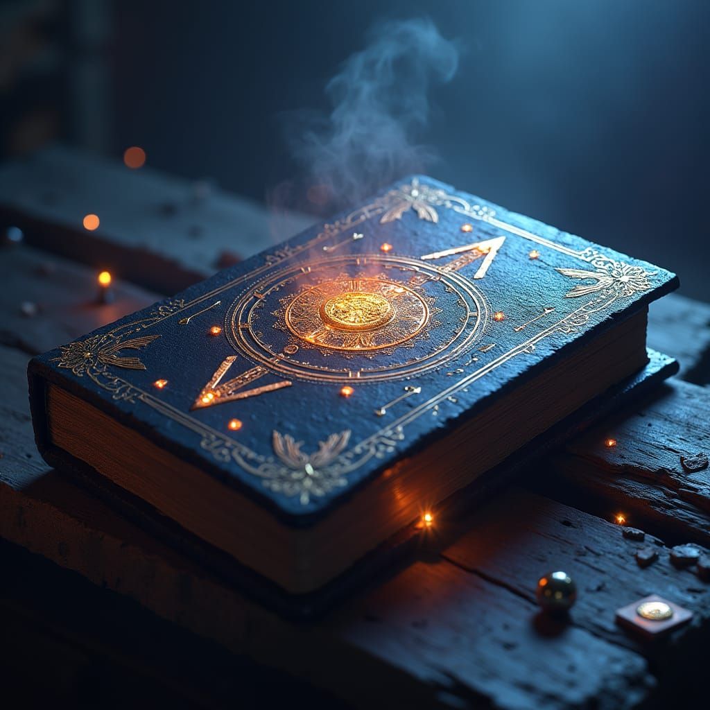 Mystical Tome Adorned with Cryptic Symbols in Matte Painting
