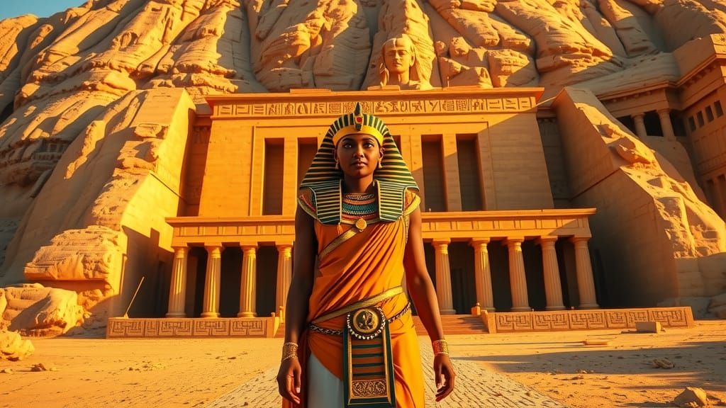 Ancient Egyptian Pharaoh Hatshepsut at Deir el-Bahari Temple