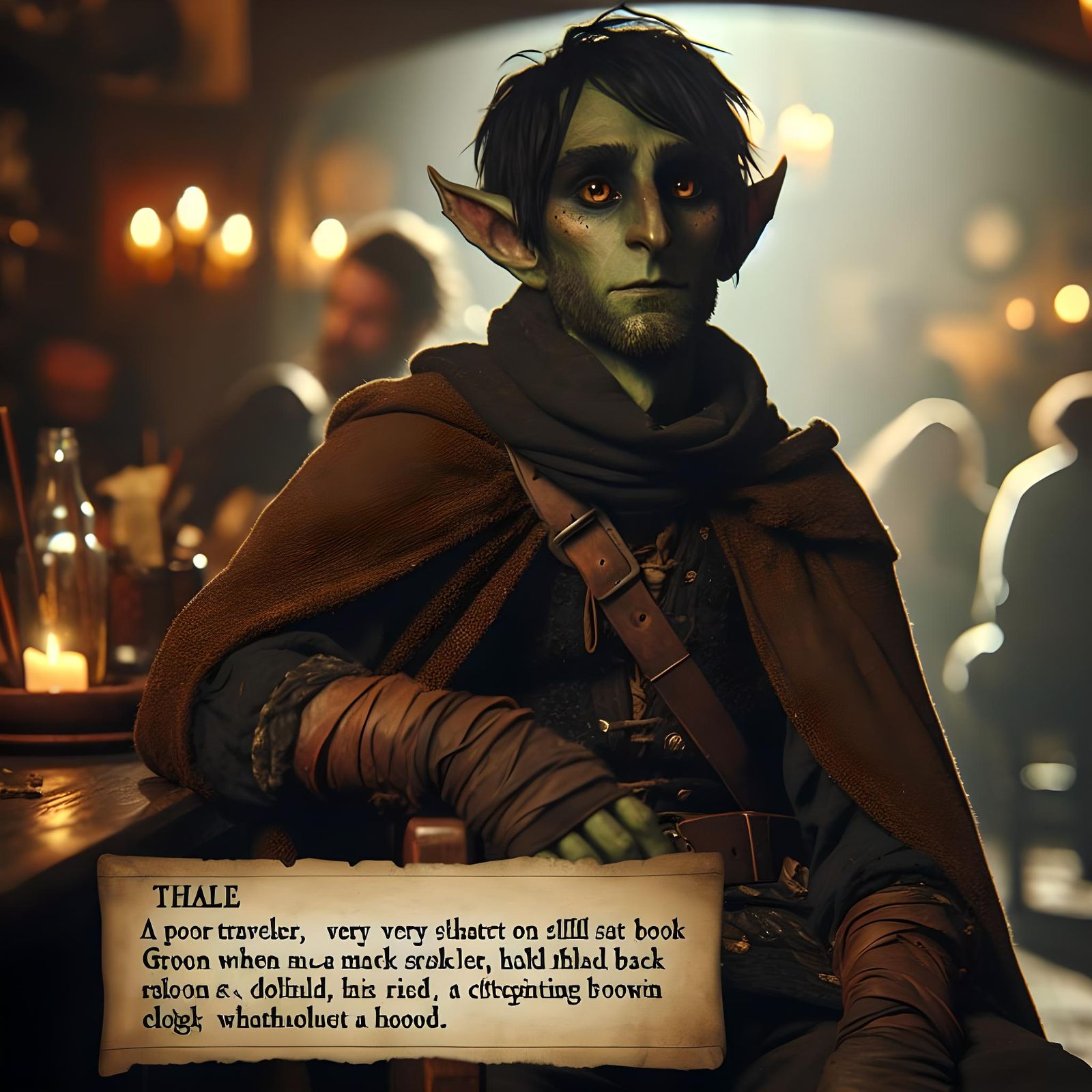 Goblin Rogue in Dimly Lit Tavern