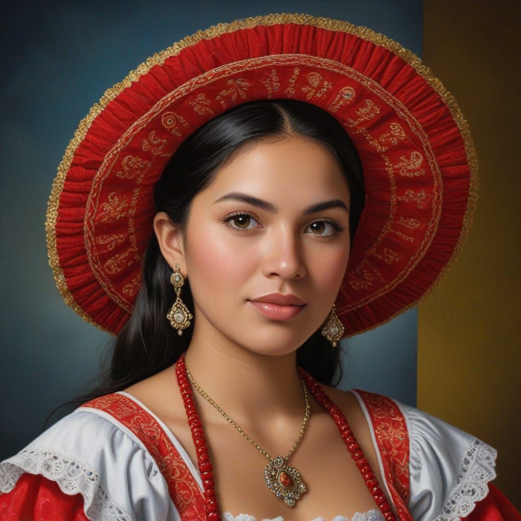 Honduran Woman Portrait in Rubens Oil Painting Style
