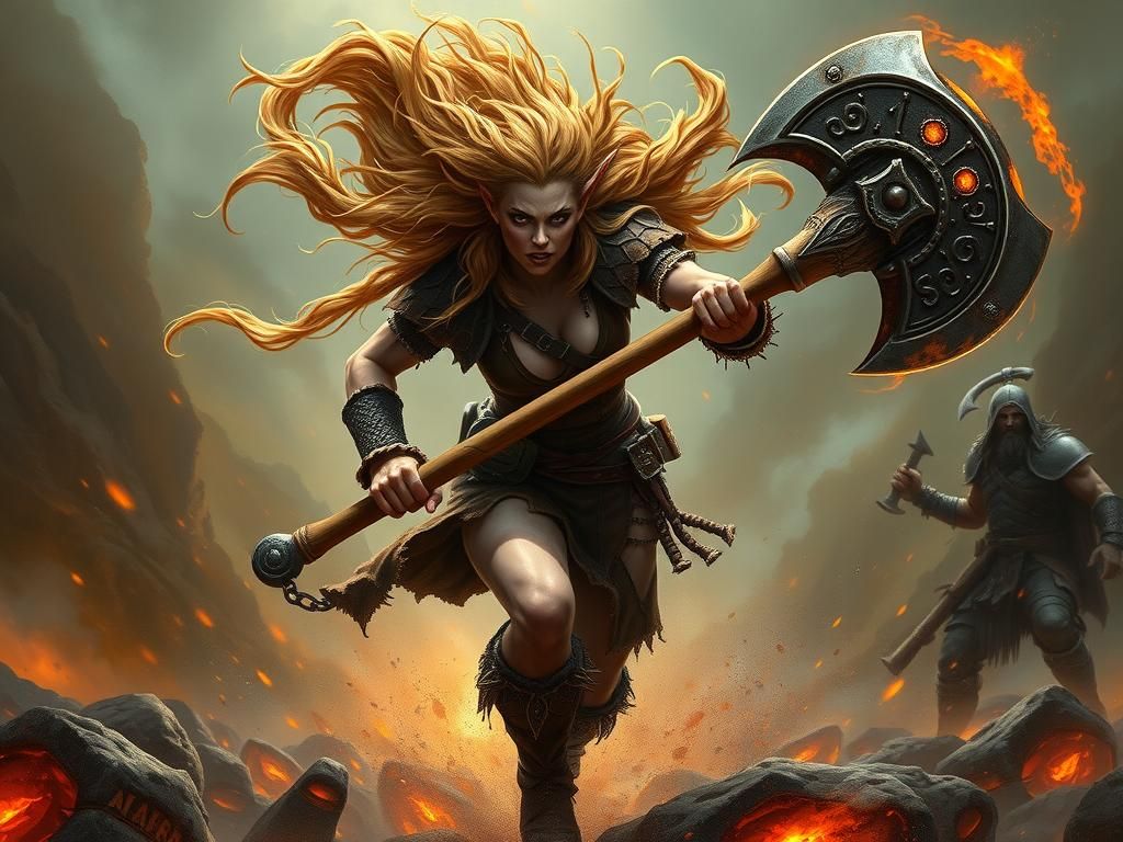 Fierce Barbarian Warrior in Ethereal Realm