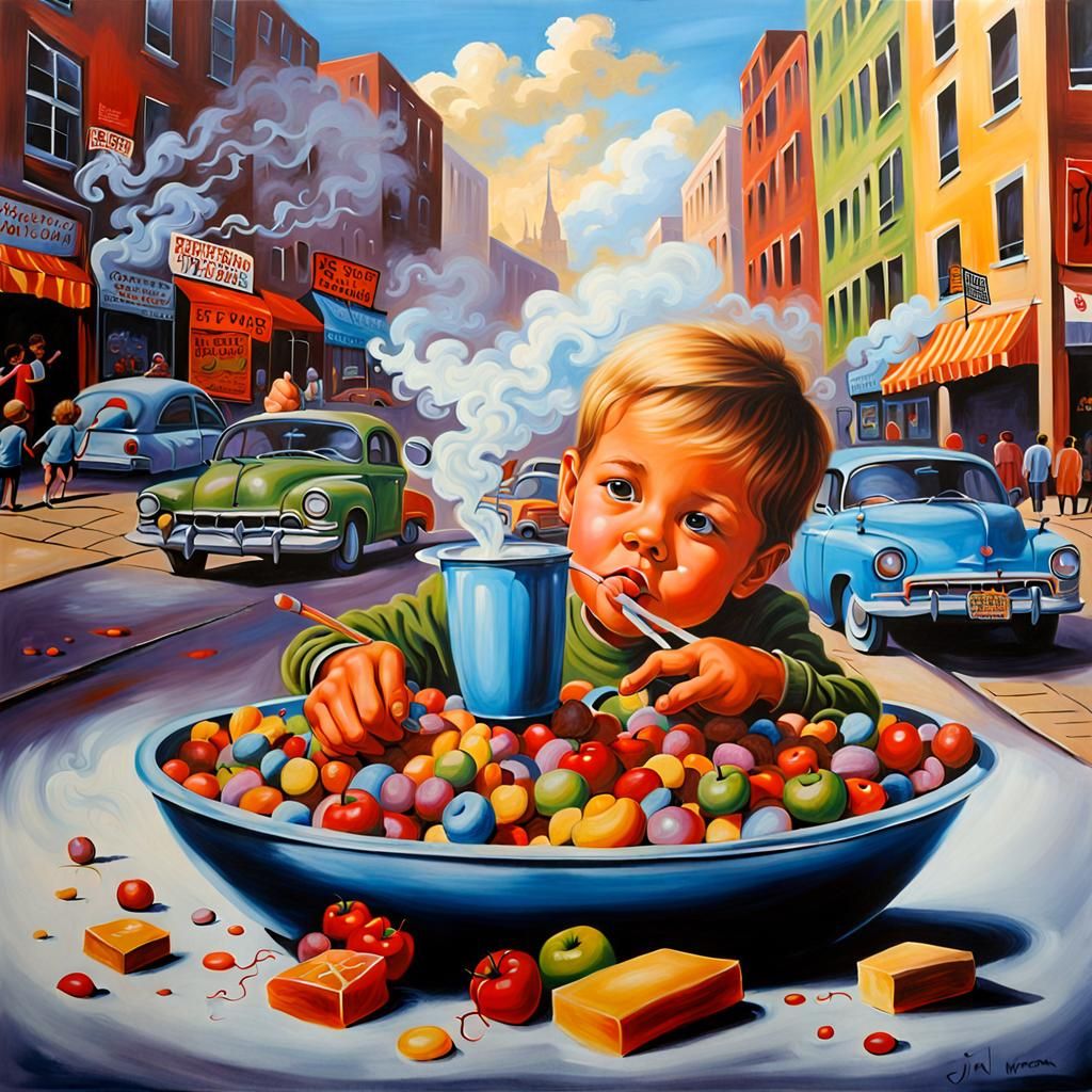 Surreal Street Art: Children Eat Sweet Smoke