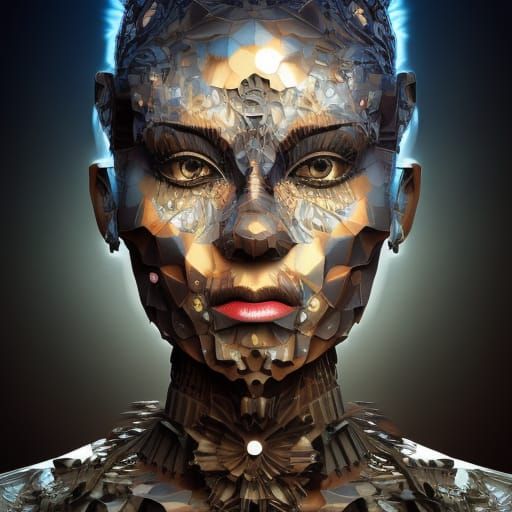 Intricate Futuristic Composition in Impasto Style