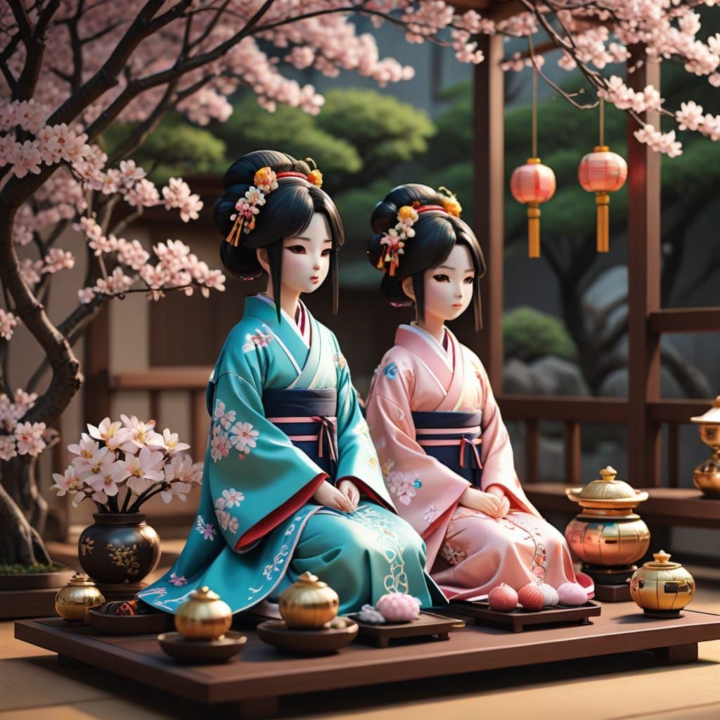 Surreal Hina Dolls in Traditional Japanese Setting