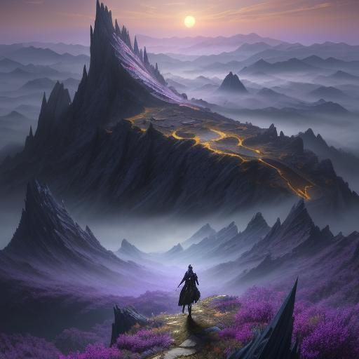 Majestic Purple Dragon on Mystical Mountaintop