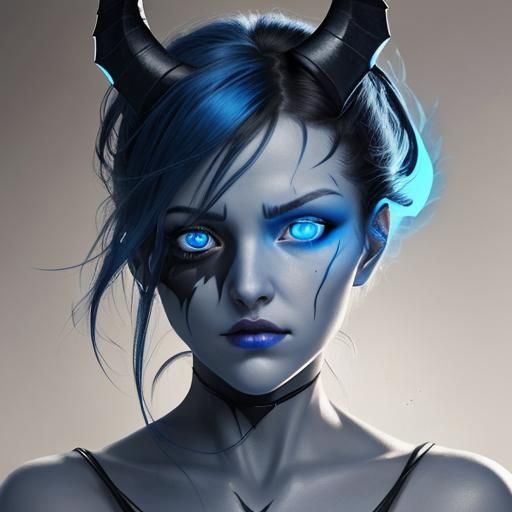 Woman Reveals Demon with Glowing Blue Eyes