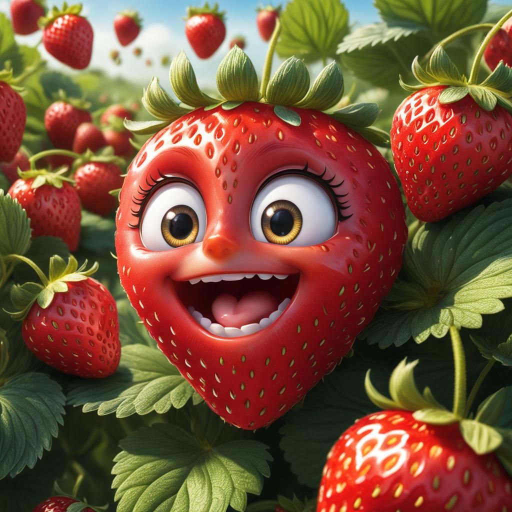 Smiling Strawberries in a Happy Strawberry Field