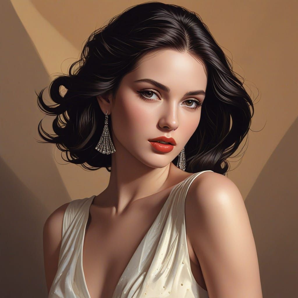 Elegant Young Woman in Hyper-Realistic Portrait