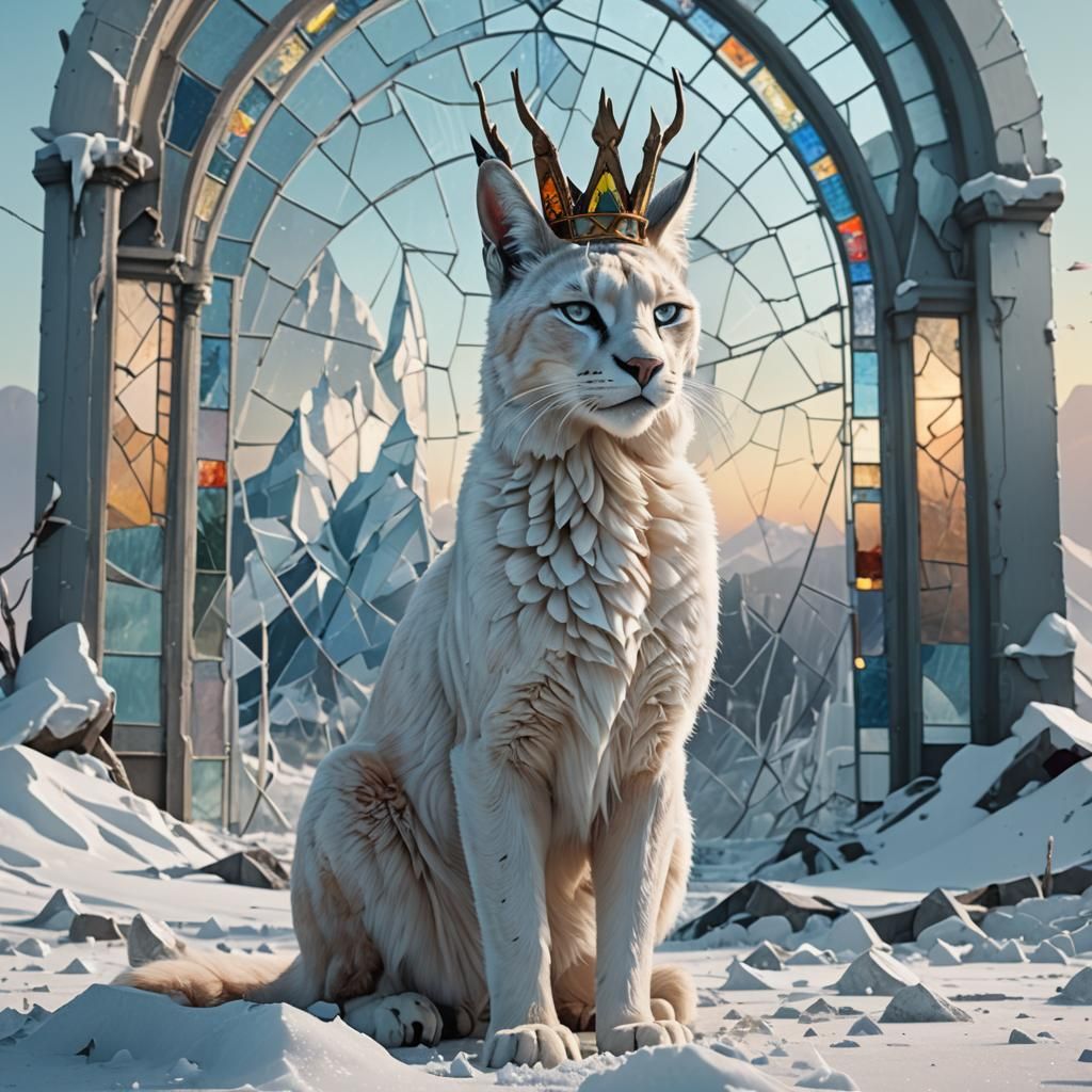 White Caracal with Stained Glass Crown in Wasteland