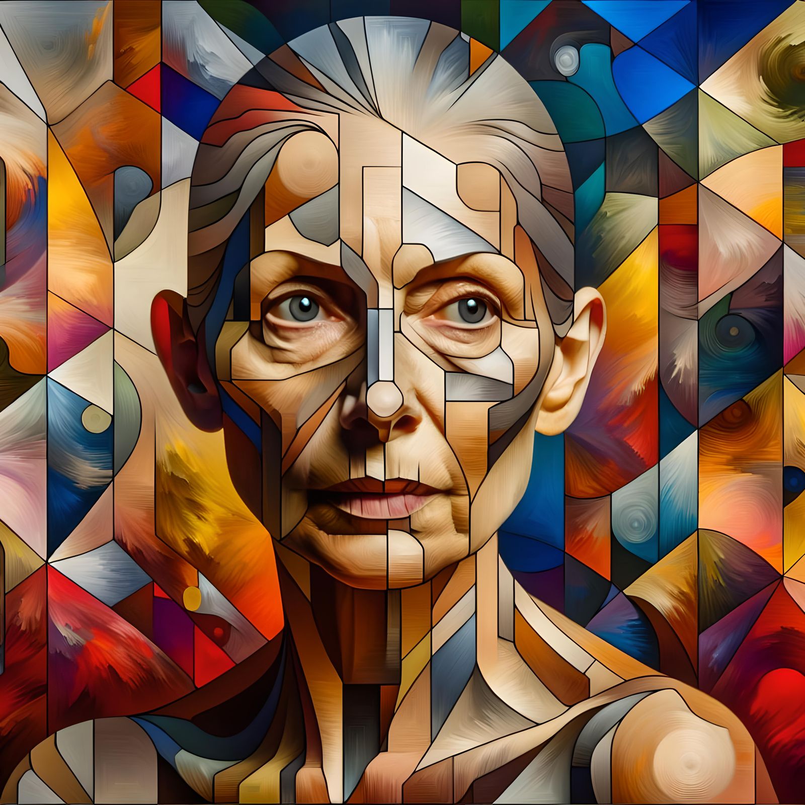 Cubist Portrait of a Woman in Picasso Style