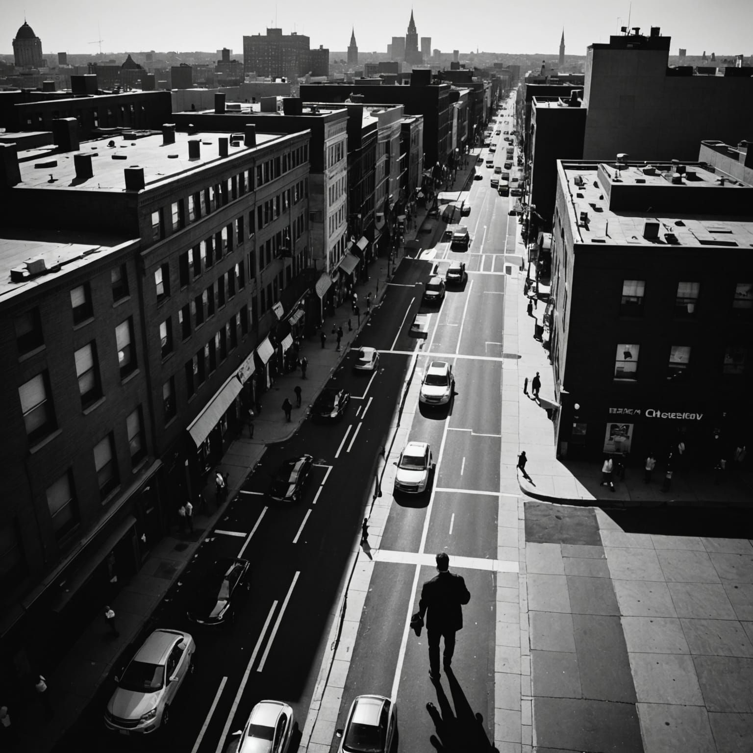 Street Scene with Selective Color and Hyperrealism