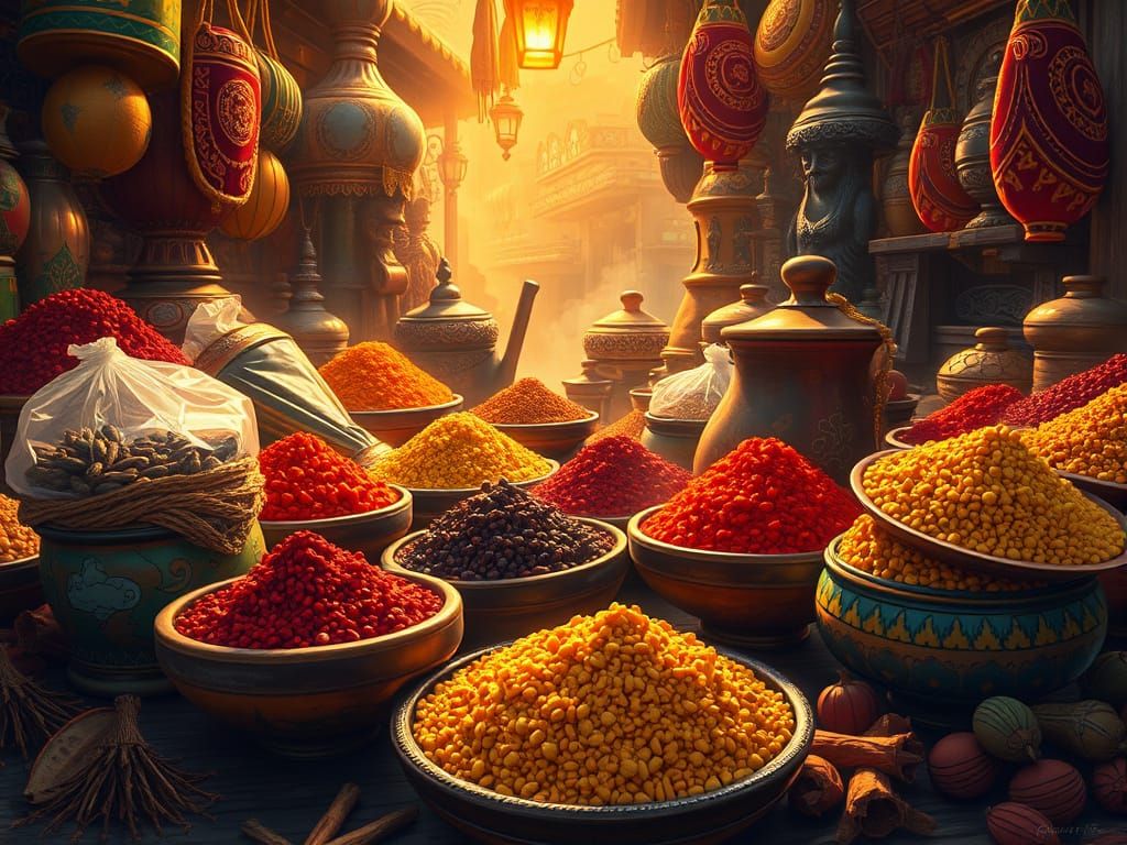 Exotic Spices in a Vibrant Digital Painting