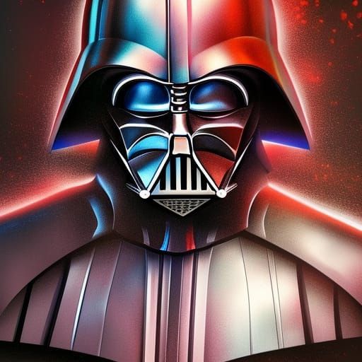 Hyperrealistic Darth Vader Portrait in Splash Art Style