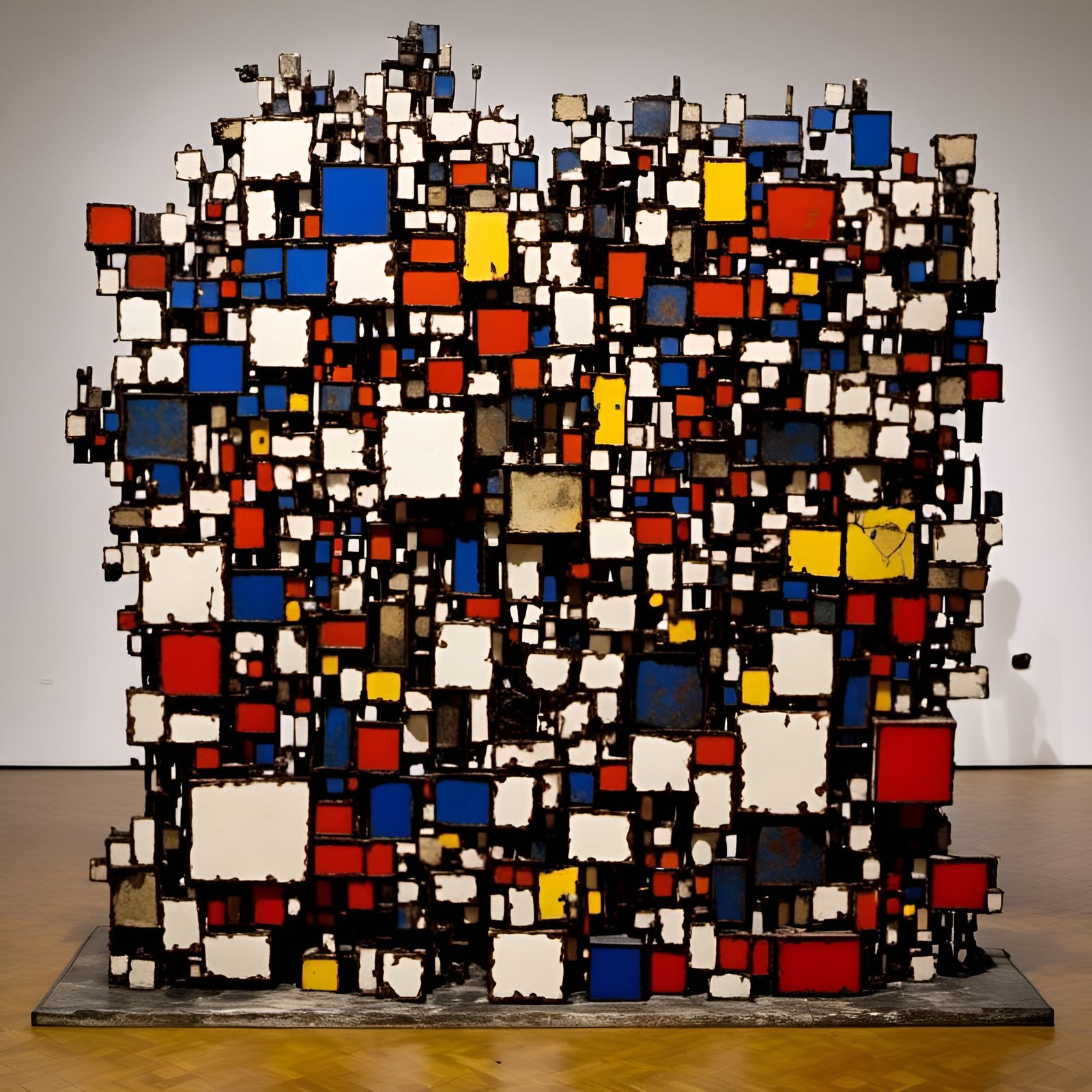 Abstract Sculpture Inspired by Pollock and Mondrian