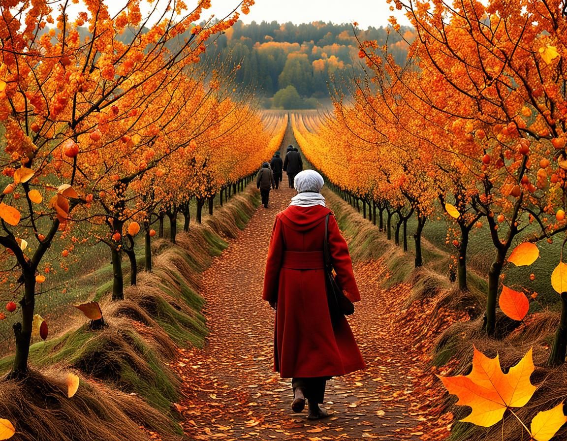 Mysterious Autumn Harvest Scene in Entangled Landscape
