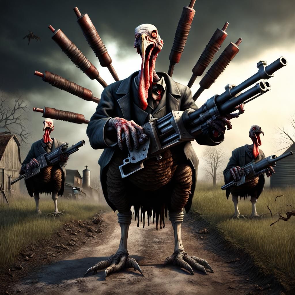 Turkey holding a guns