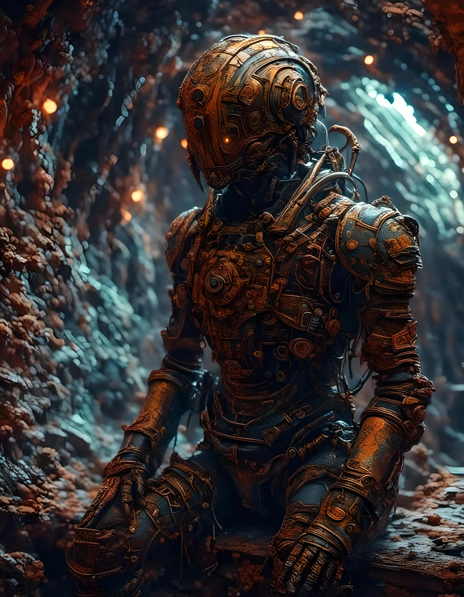 <lora:Lava world:1.0> <lora:ScapeP:1.0> <lora:Mech-Reboot:1.0> Armored spacesuit cosmic god. Photorealistic hyperdetaile...