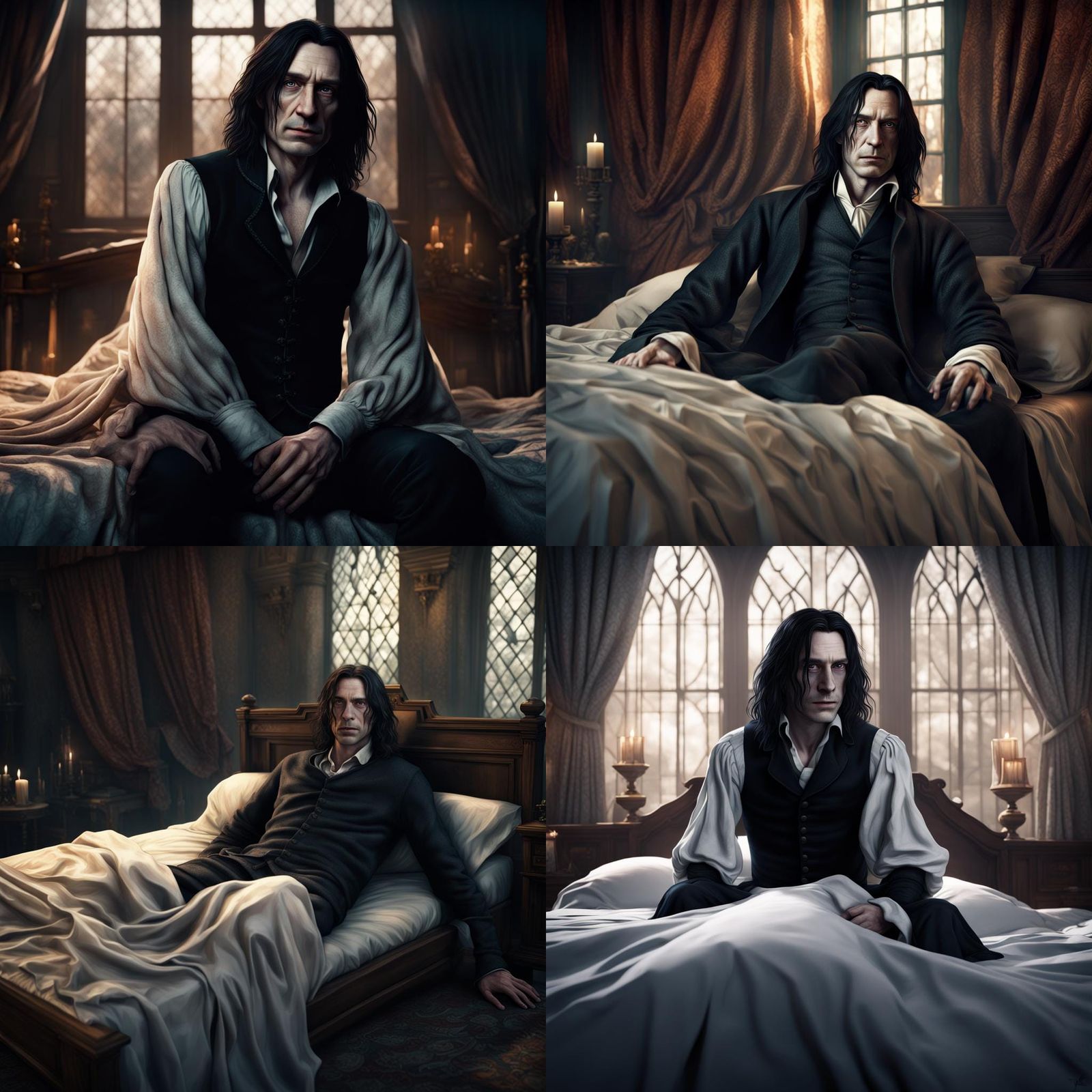 Young Man in Bed: Detailed Matte Painting