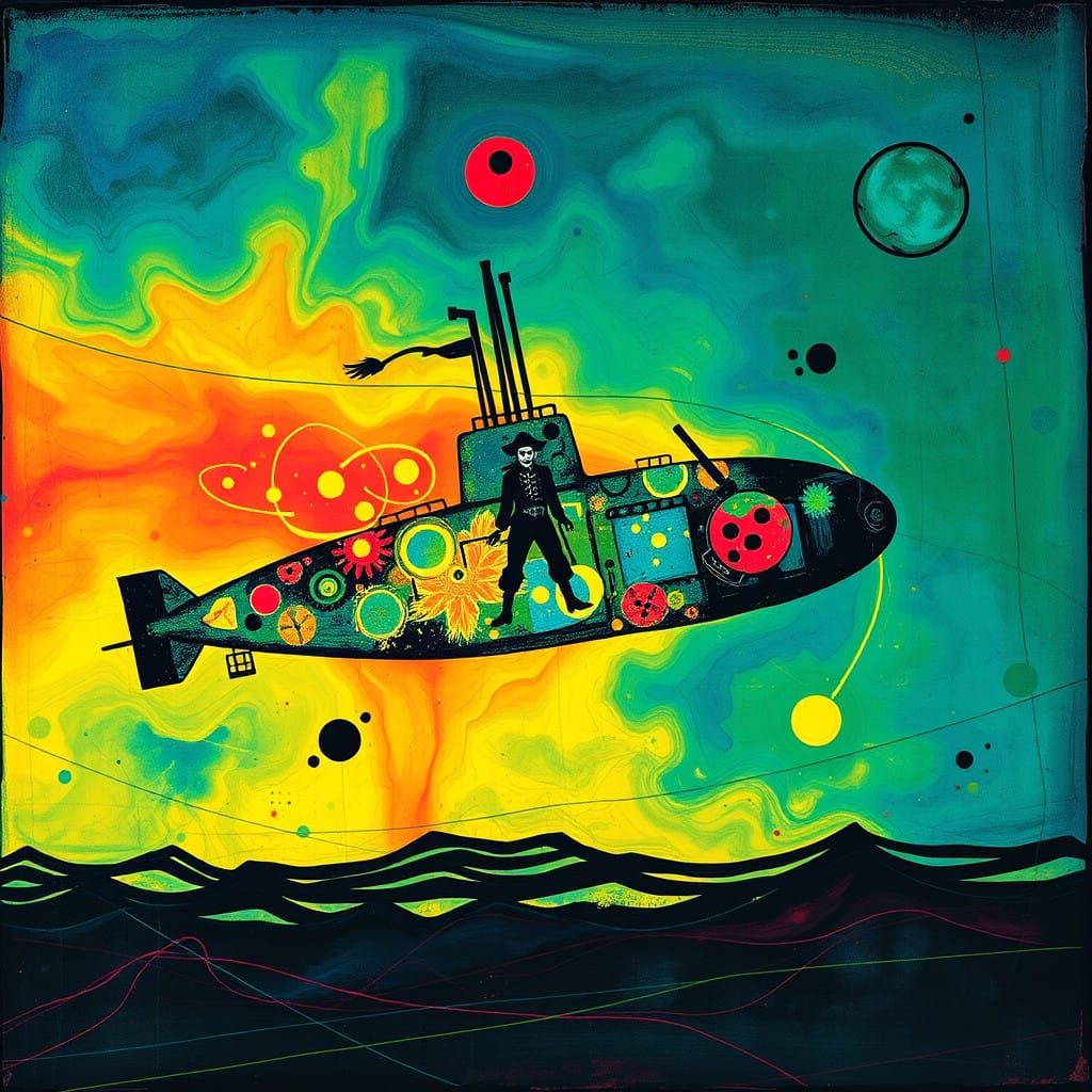 Vibrant Abstraction: Pirate Uprising in a Cosmic Sea
