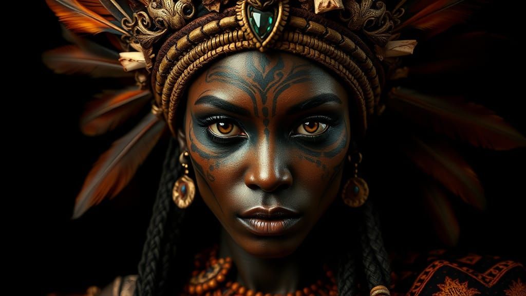 Mystical Voodoo Queen in Traditional African Attire