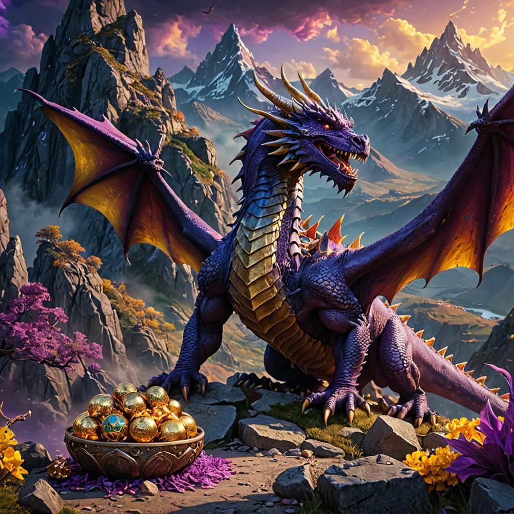 Dragon Guarding Treasure in Hyperrealistic Fantasy Art