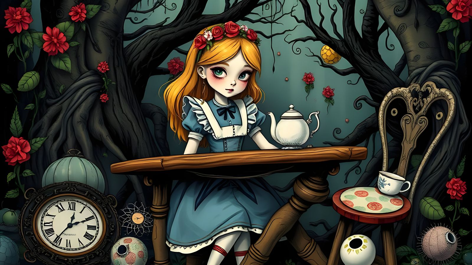 Alice's Dark Tea Party in Wonderland