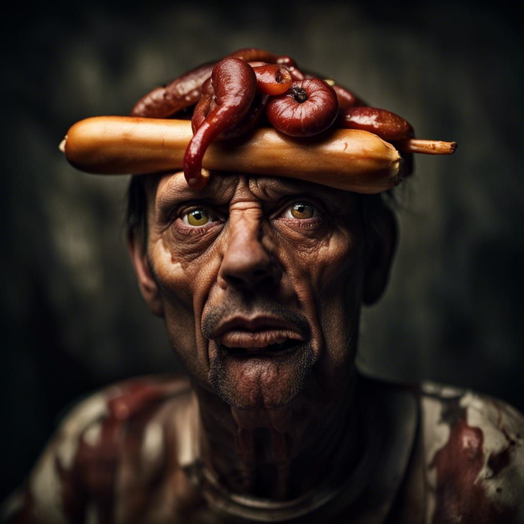 Hotdog Horror: A Close-Up Portrait of Culinary Nightmare
