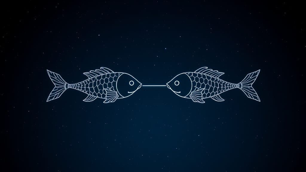 Surreal Cosmic Art Depicting Pisces Constellation in Celesti...