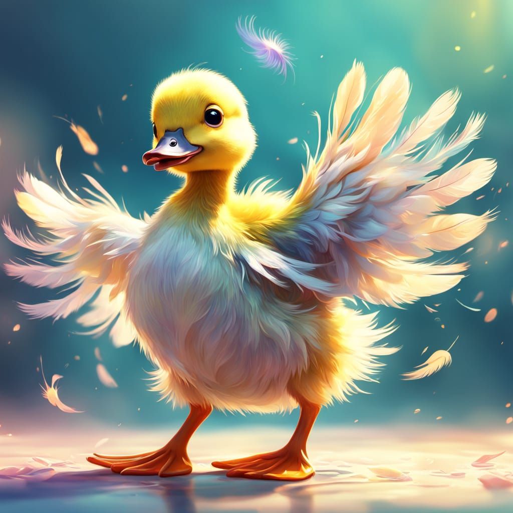 Dancing Duckling in Vibrant Cartoon Style