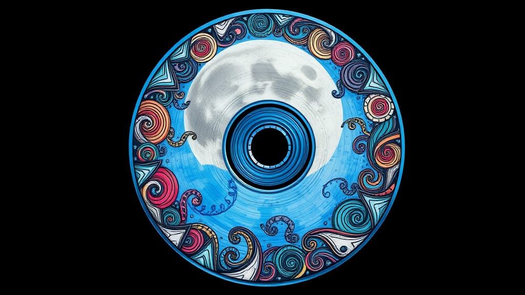 Zentangle Artwork: Moonlit Blu-Ray Disk